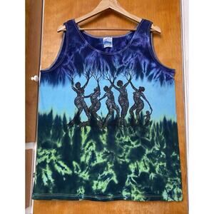 Vintage 90s Feminist Witchy Earthy Hippie Nature Tie Dye Tank Top T Shirt Sz XL